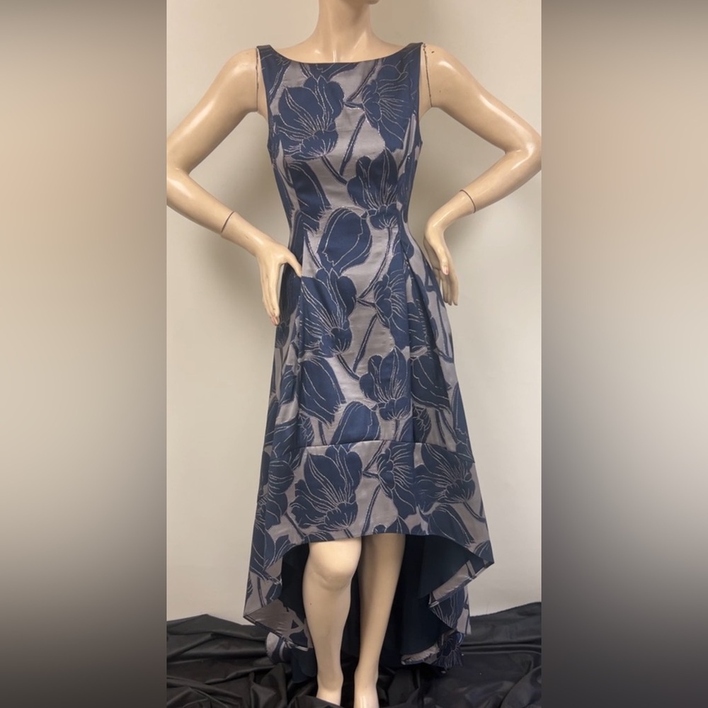 Adrianna papell jacquard long hi low sleeveless dress